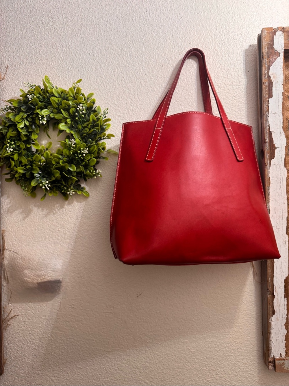 Italian Leather Red Tote Bag Made in Italy Guia’s Minimalist Quiet Luxury Purse